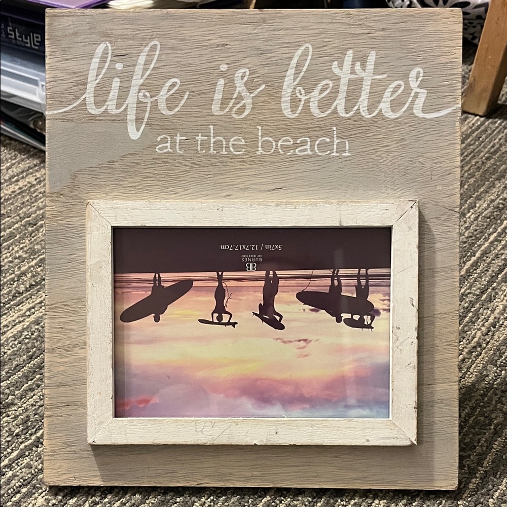 Burnes Of Boston Beige Beach-Themed Photo Frame 664 5x7 weathered frame look